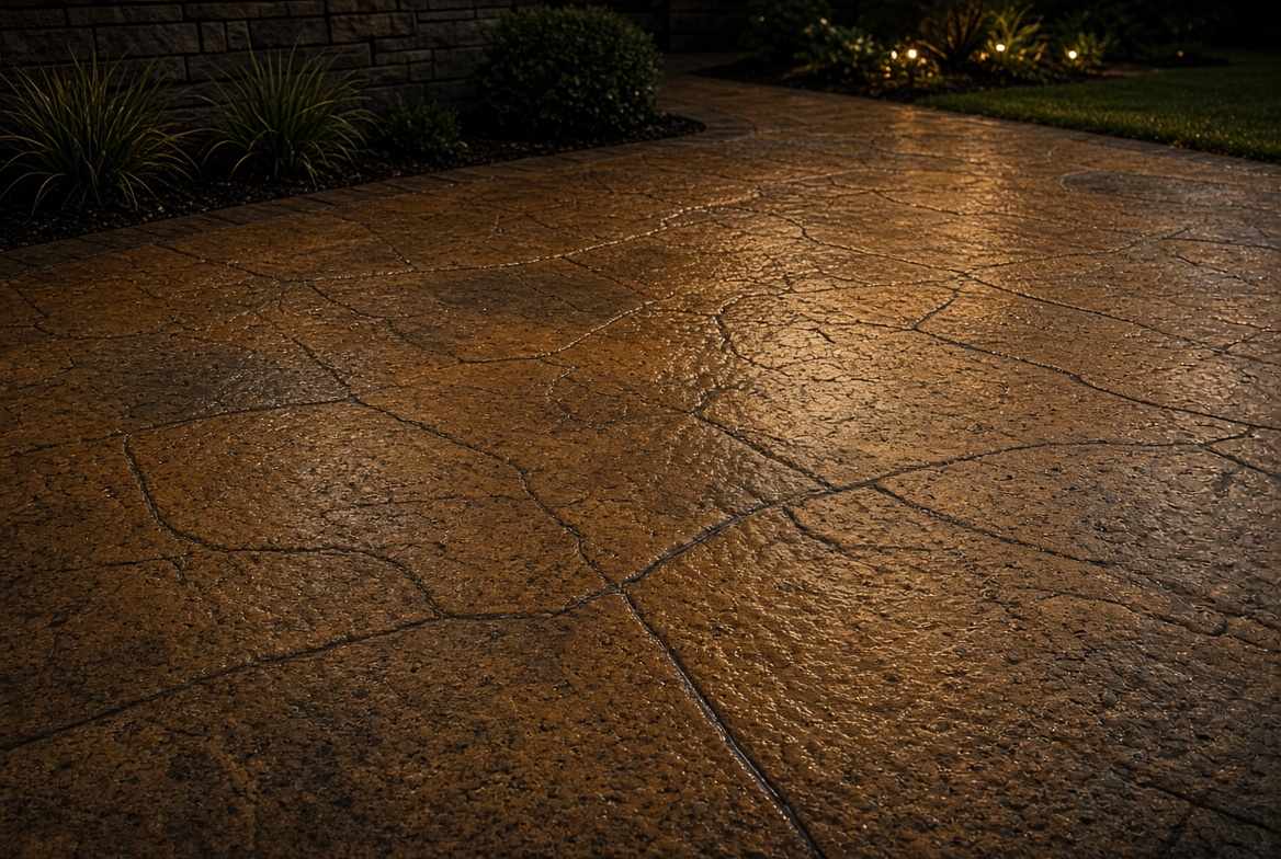 Decorative concrete with acrylic sealer